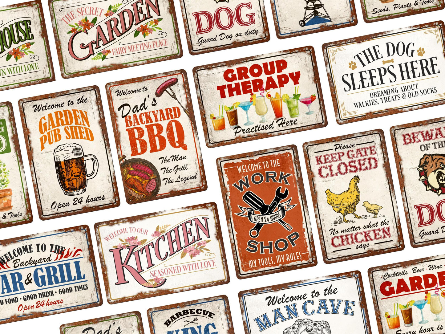 Backyard Bar & Grill | Rustic Effect Metal Sign