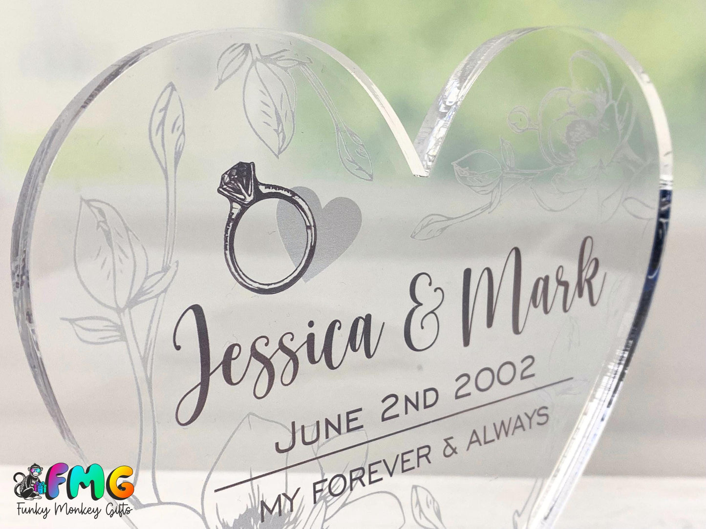 Personalised Engagement Gift | Acrylic Heart Plaque