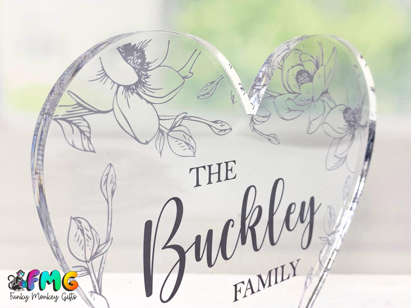 Personalised Family Name | Acrylic Heart Plaque