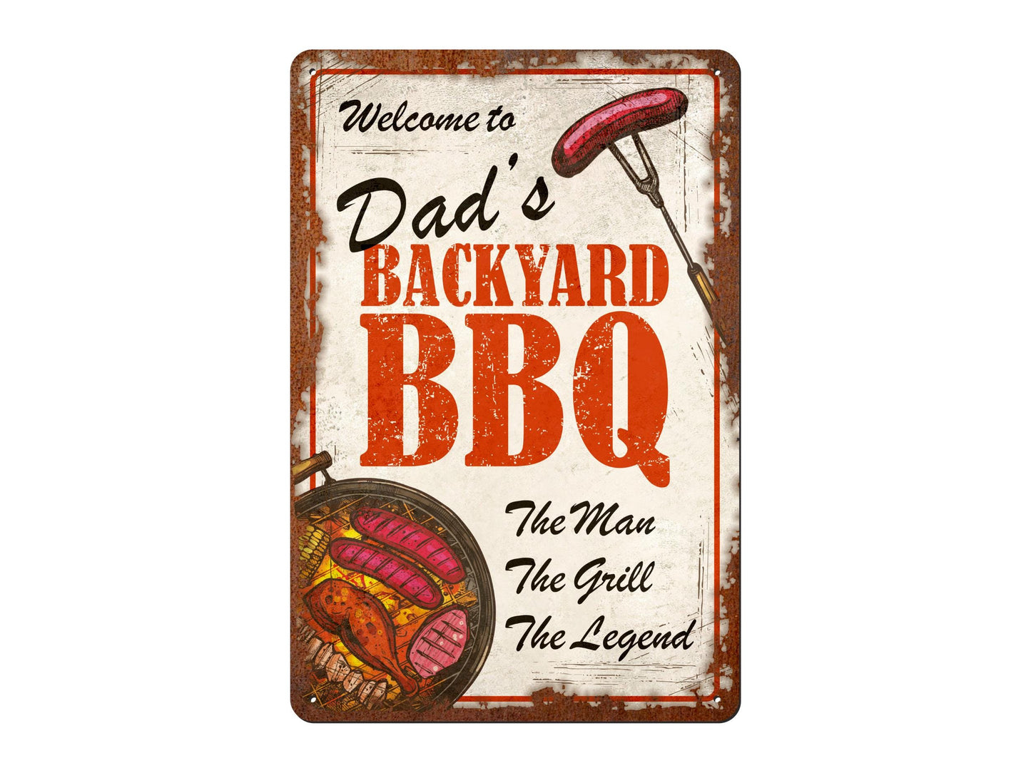 Dad’s Backyard BBQ | Rustic Effect Metal Sign