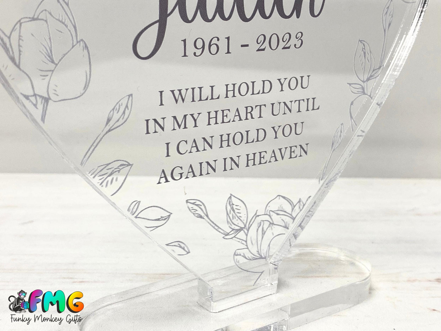 Personalised Memorial | Acrylic Heart Plaque