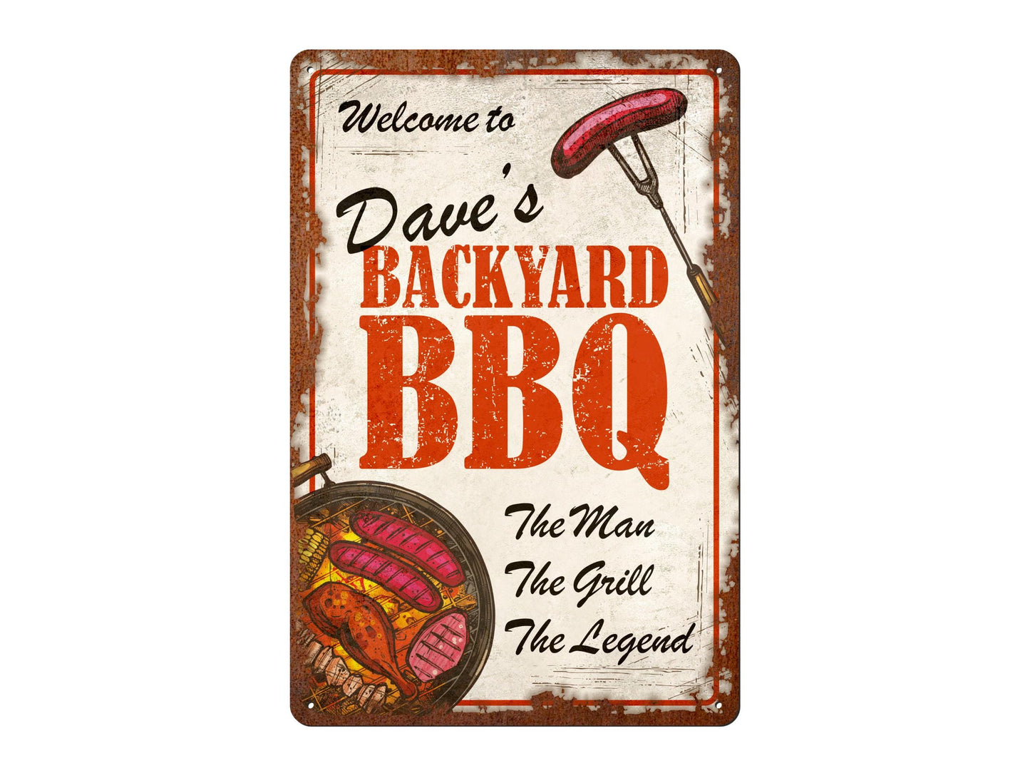 Personalised Backyard BBQ | Rustic Effect Metal Sign