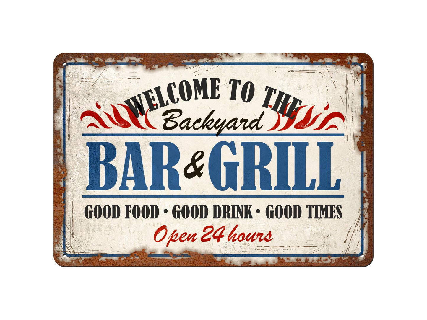 Backyard Bar & Grill | Rustic Effect Metal Sign