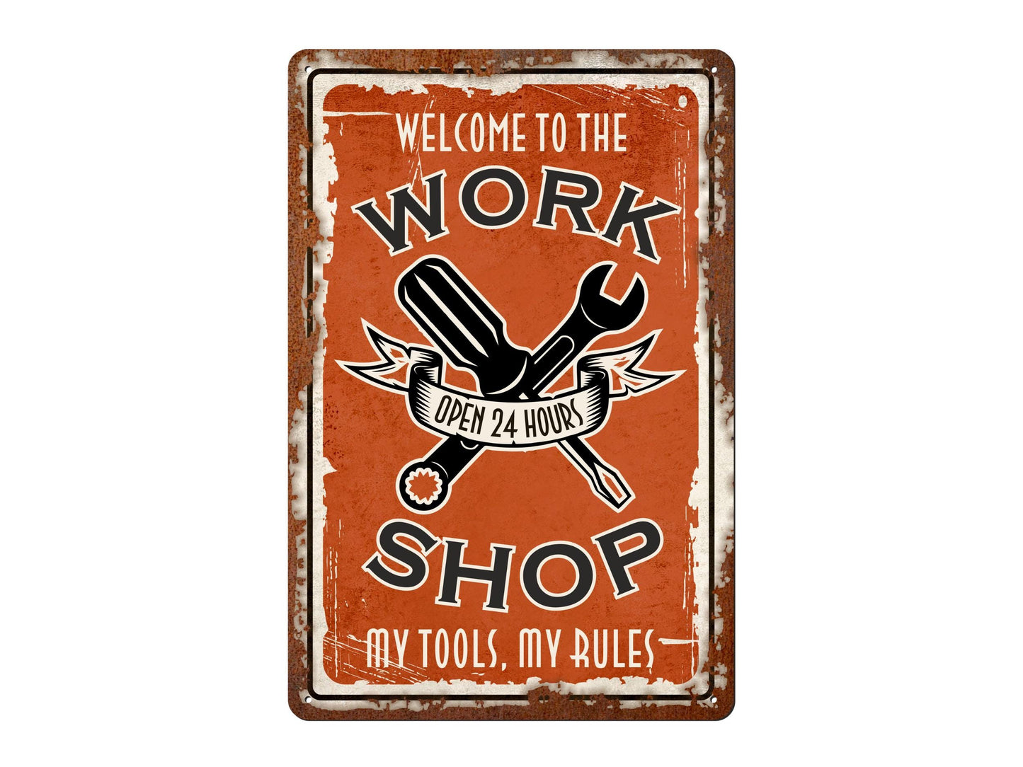 Work Shop 'My Tools My Rules' | Rustic Effect Metal Sign