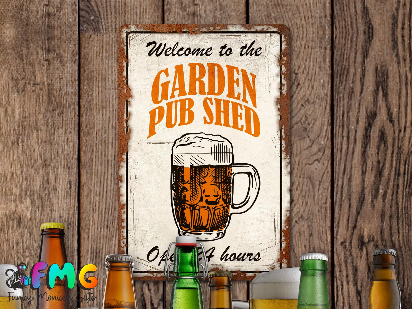 Garden Pub Shed | Rustic Effect Metal Sign
