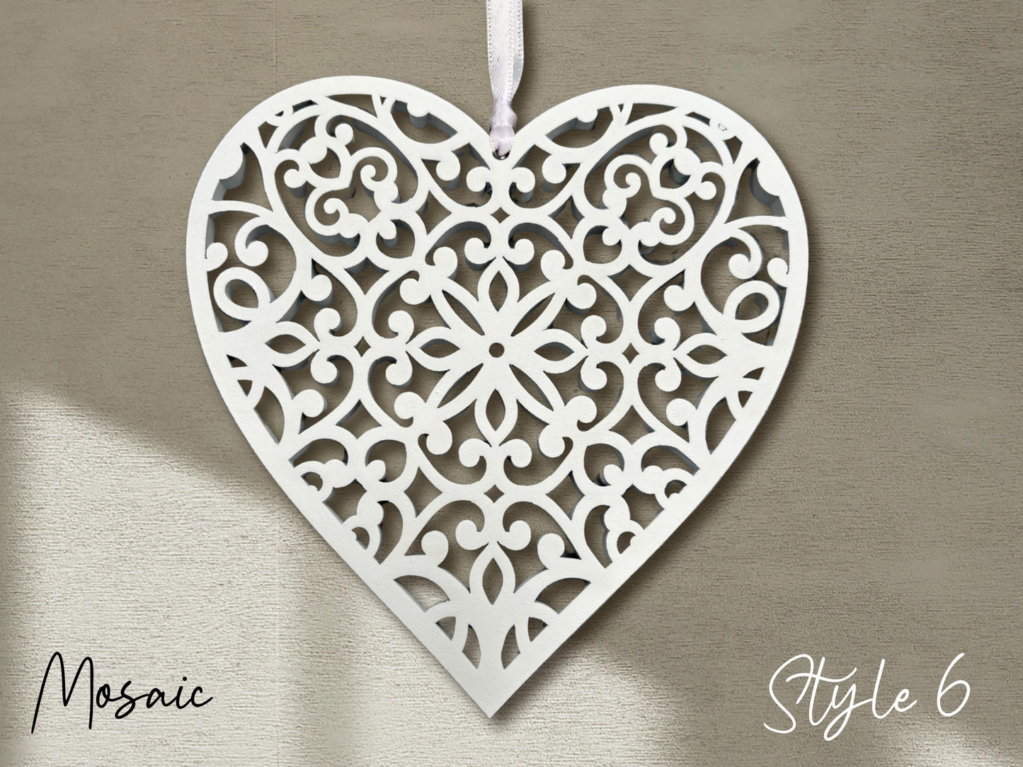 Fretwork Hearts | White Hanging Ornaments (Multiple choices)