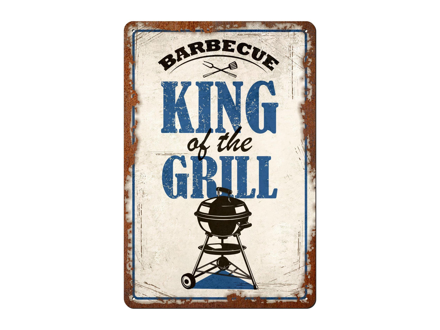 King of the Grill | Rustic Effect Metal Sign