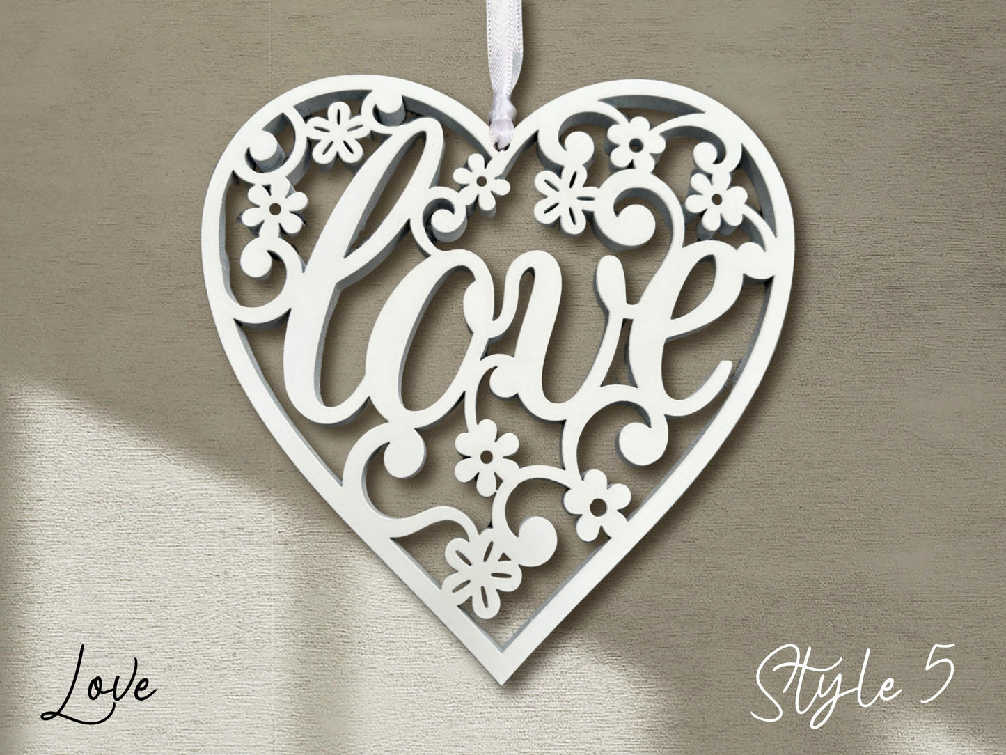 Fretwork Hearts | White Hanging Ornaments (Multiple choices)