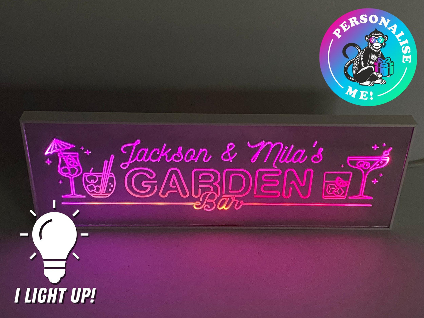 Personalised Garden Bar | LED Light Up Mirror