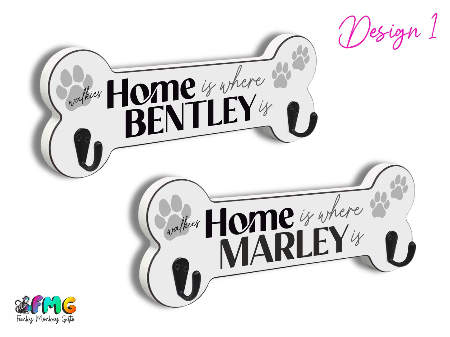 Personalised Dog Name | Bone Shaped Lead Hanger (2 designs to choose from)