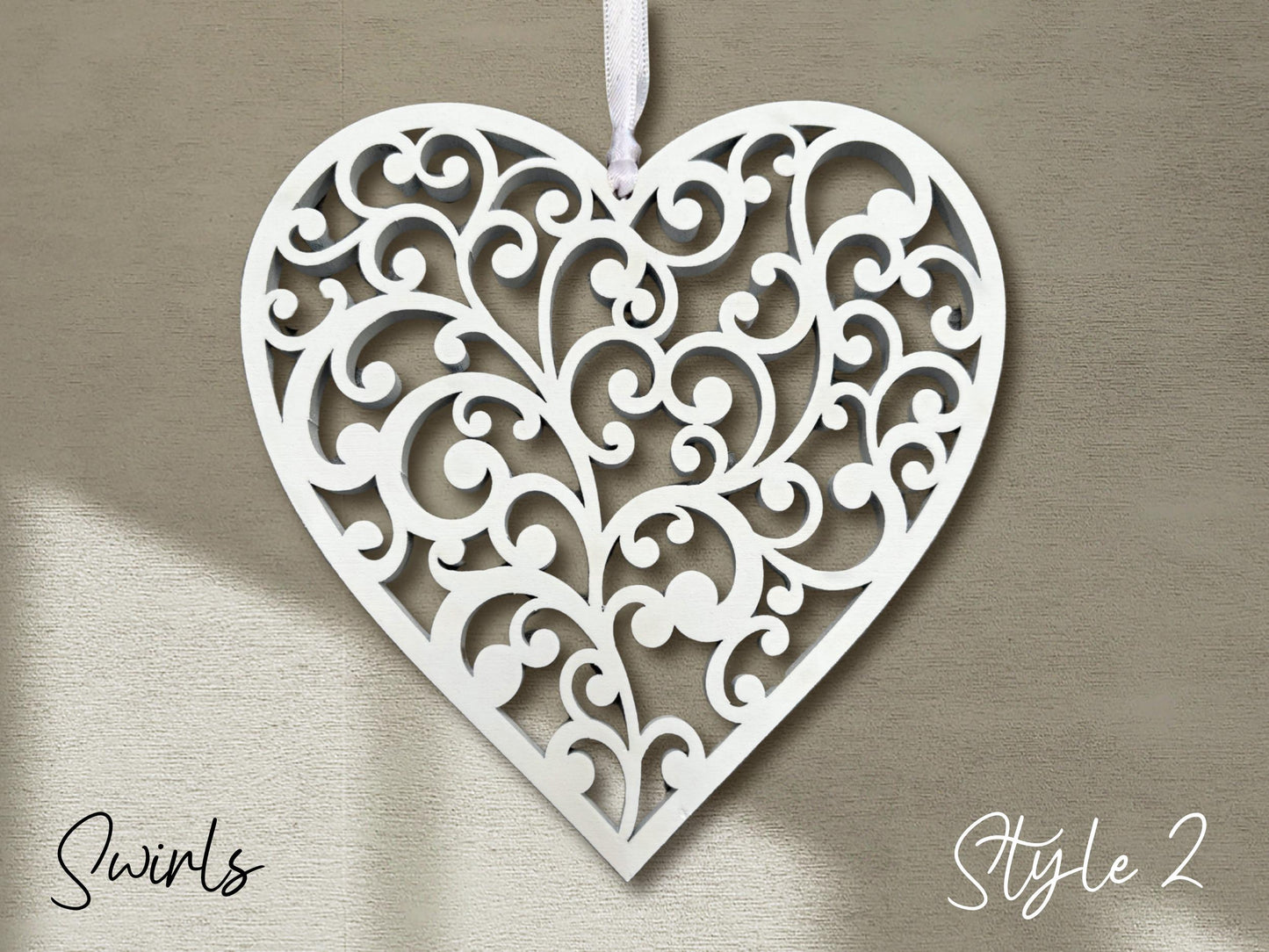 Fretwork Hearts | White Hanging Ornaments (Multiple choices)