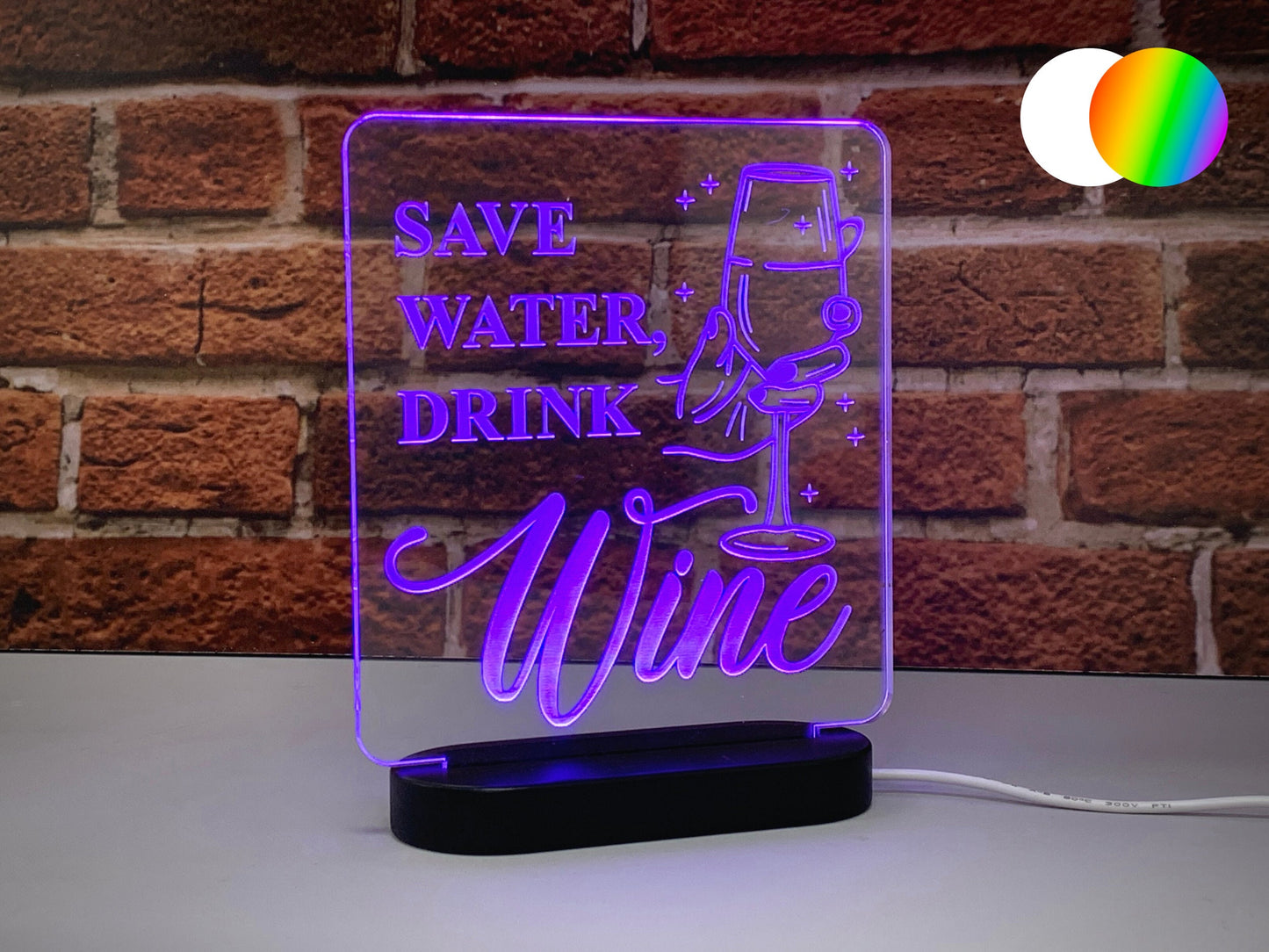 Save Water, Drink Wine | LED Light Up Sign