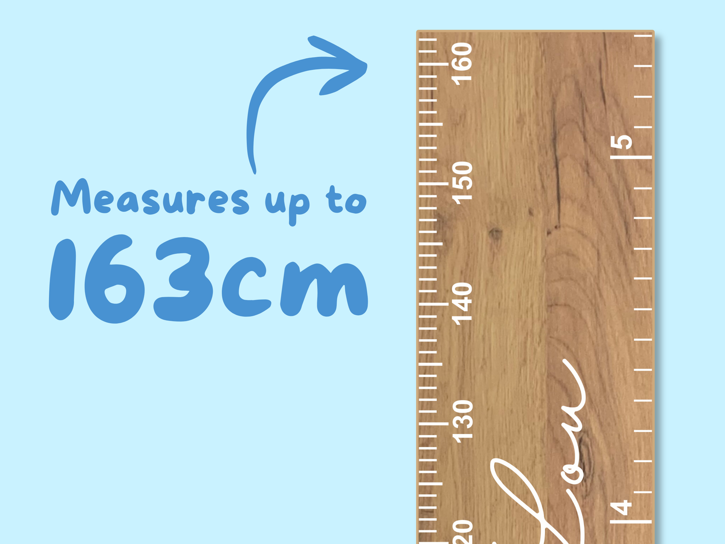 Personalised Script Name | Natural Height Ruler