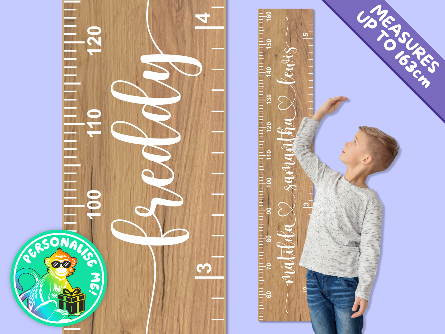 Personalised Multiple Names | Natural Height Ruler