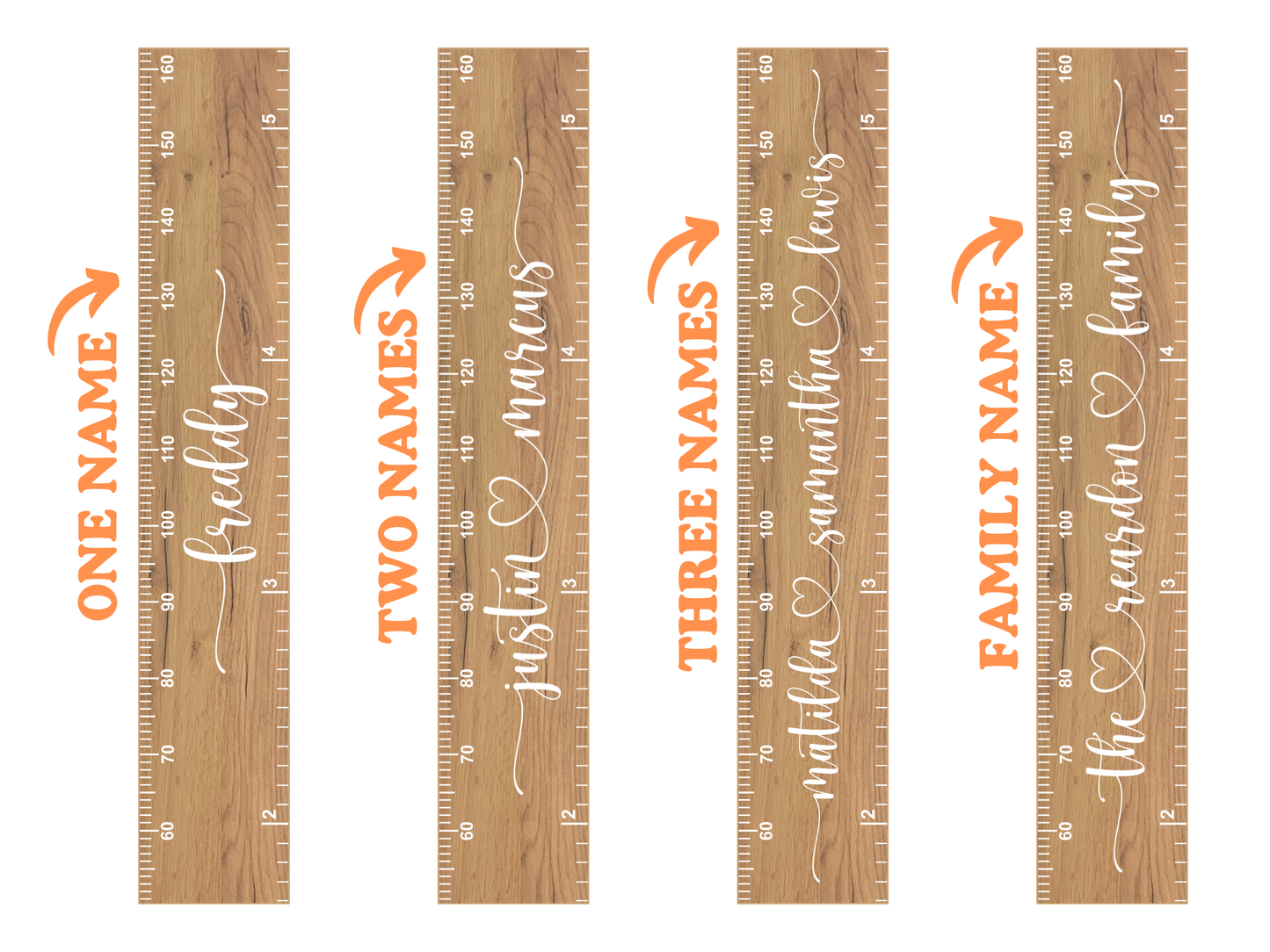 Personalised Multiple Names | Natural Height Ruler