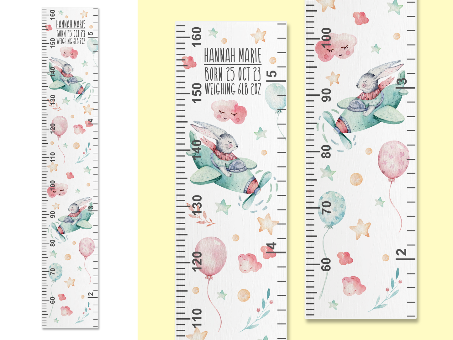 Personalised Birth Info | Bunny Height Ruler