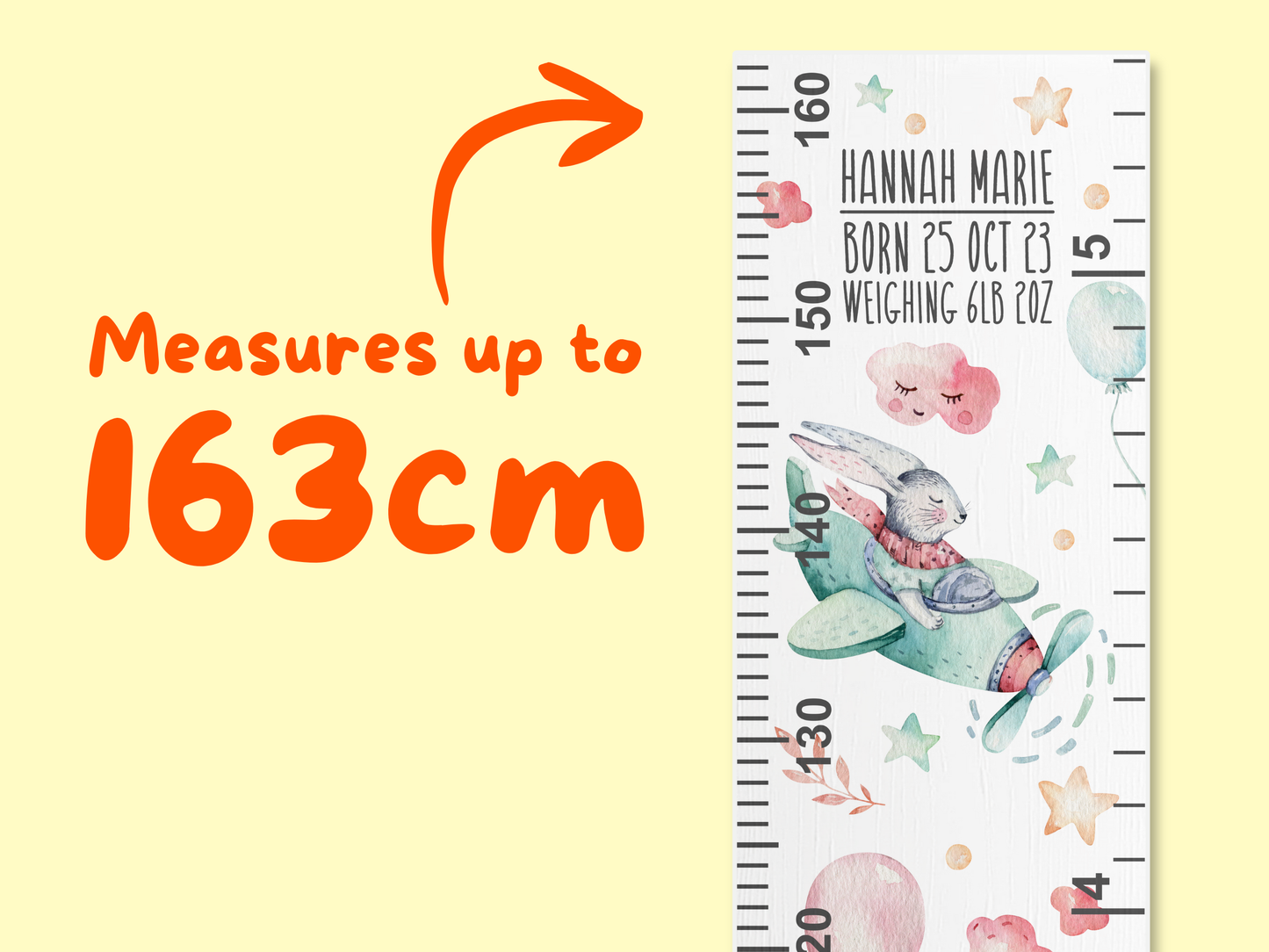 Personalised Birth Info | Bunny Height Ruler