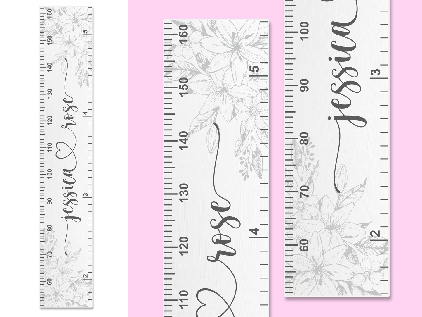 Personalised Name | Floral Height Ruler