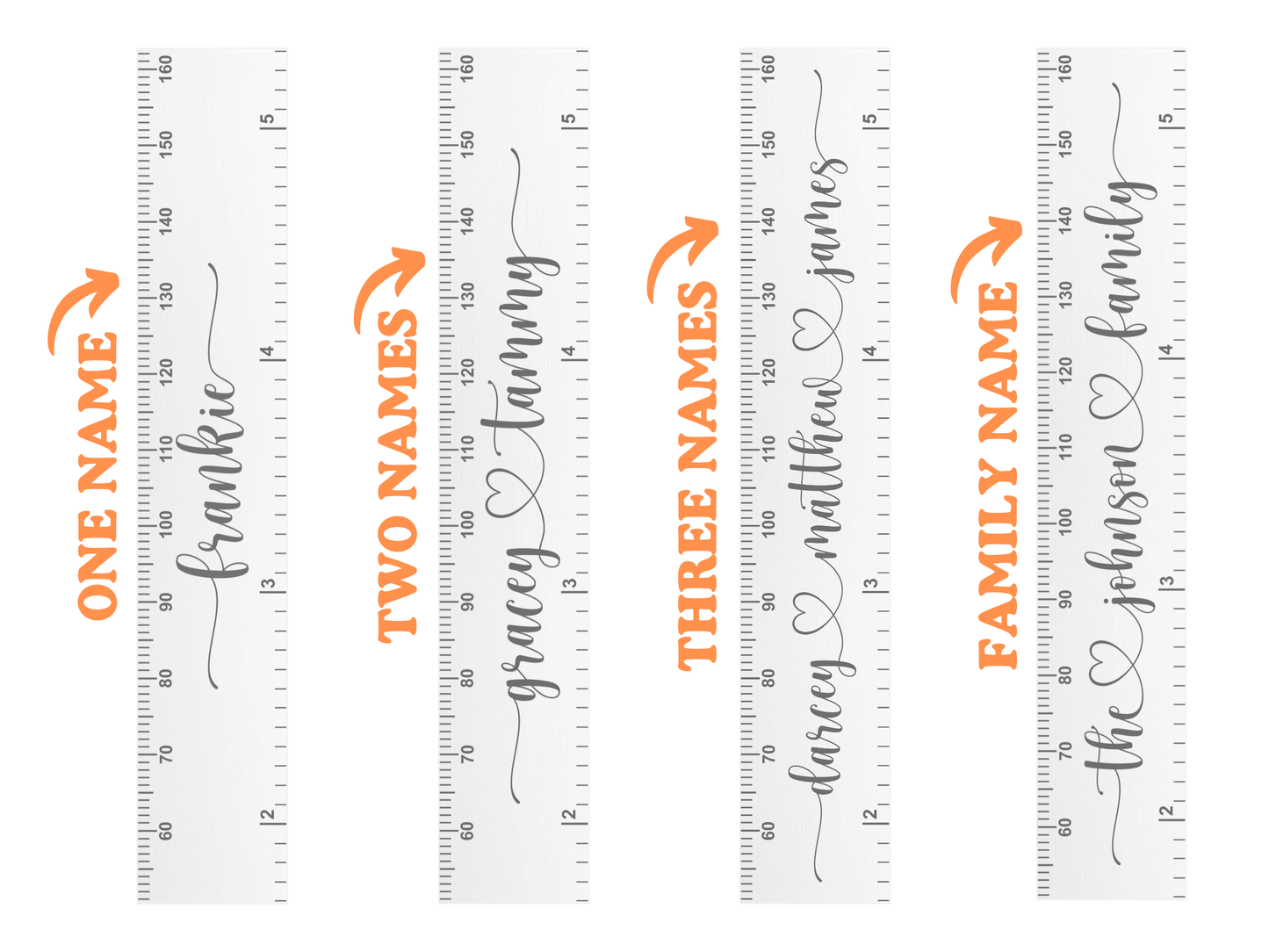 Personalised Mulitple Names | White Height Ruler