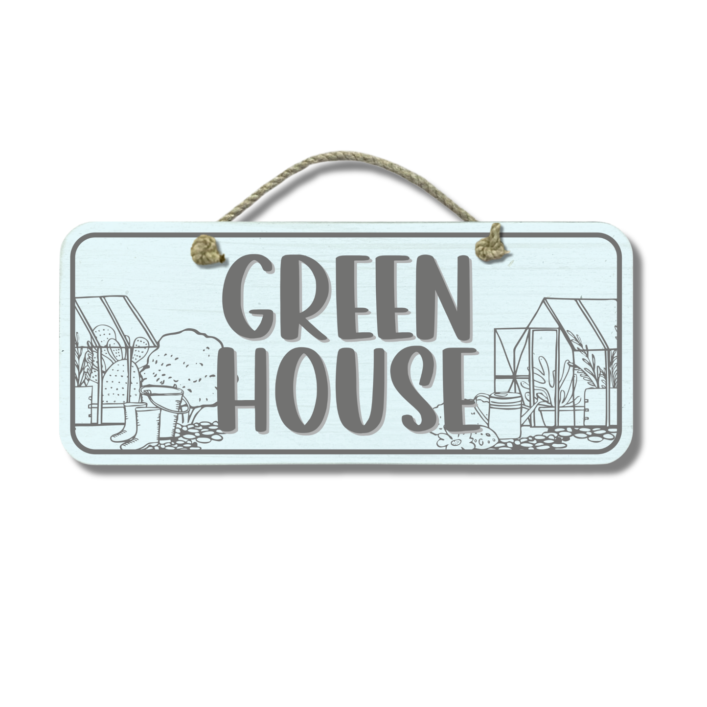 Green House - Wooden Outdoor Garden Sign