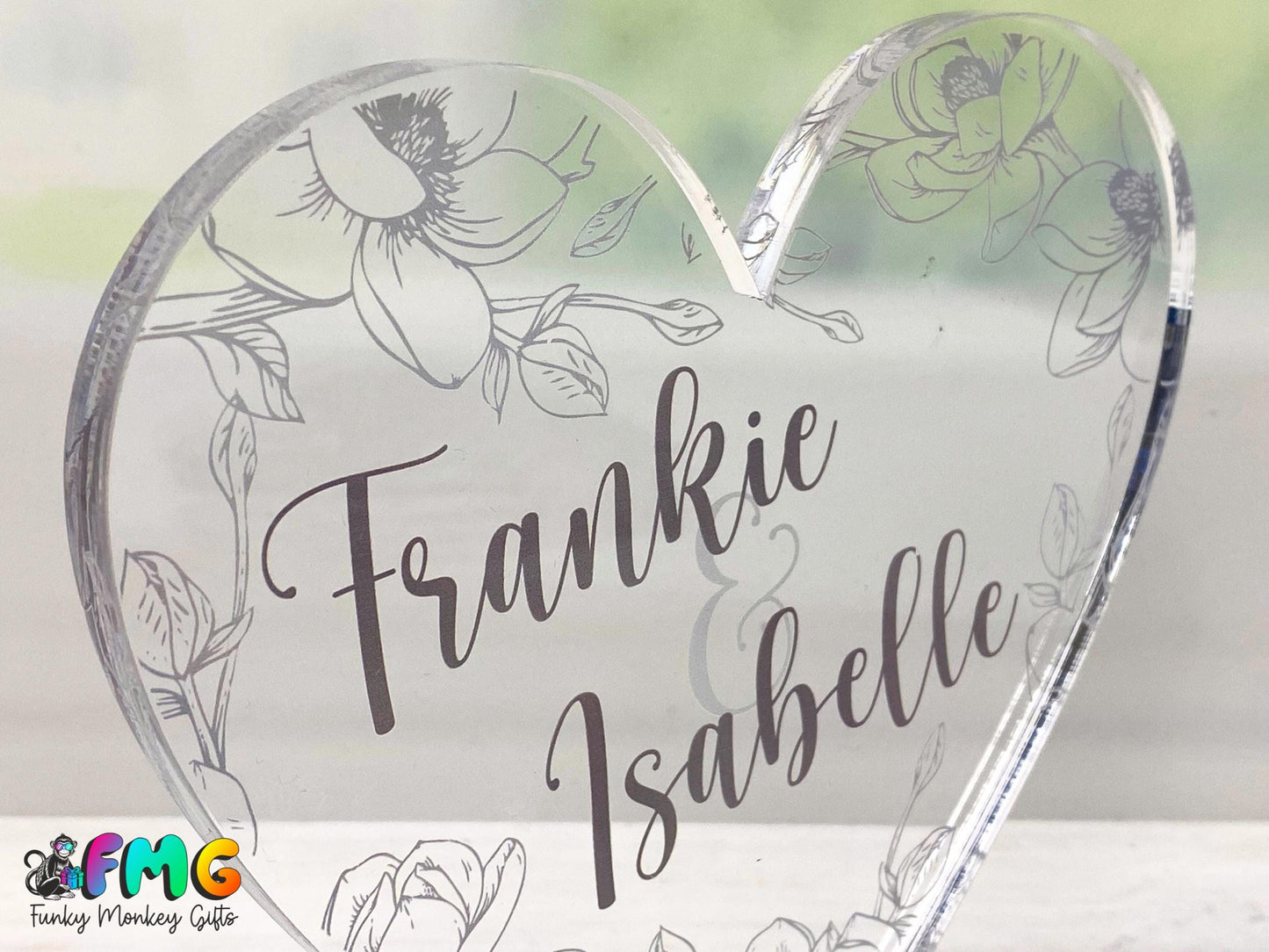 Personalised Couple Names | Acrylic Heart Plaque