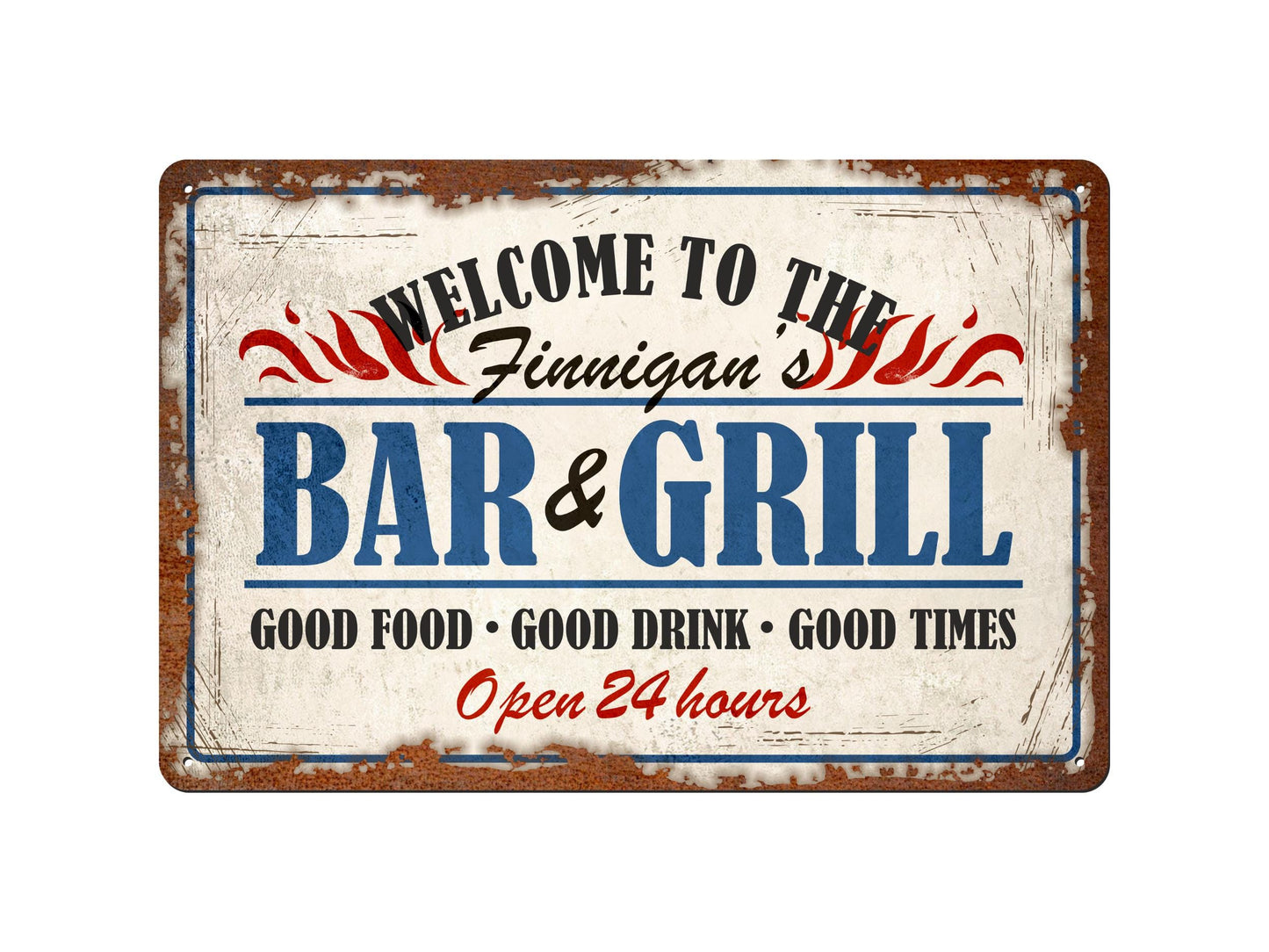 Personalised Bar & Grill | Rustic Effect Metal Sign