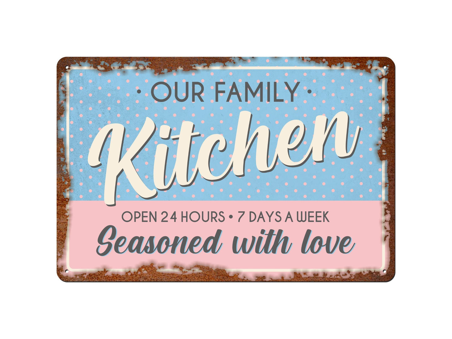 Our Family Kitchen | Rustic Effect Metal Sign