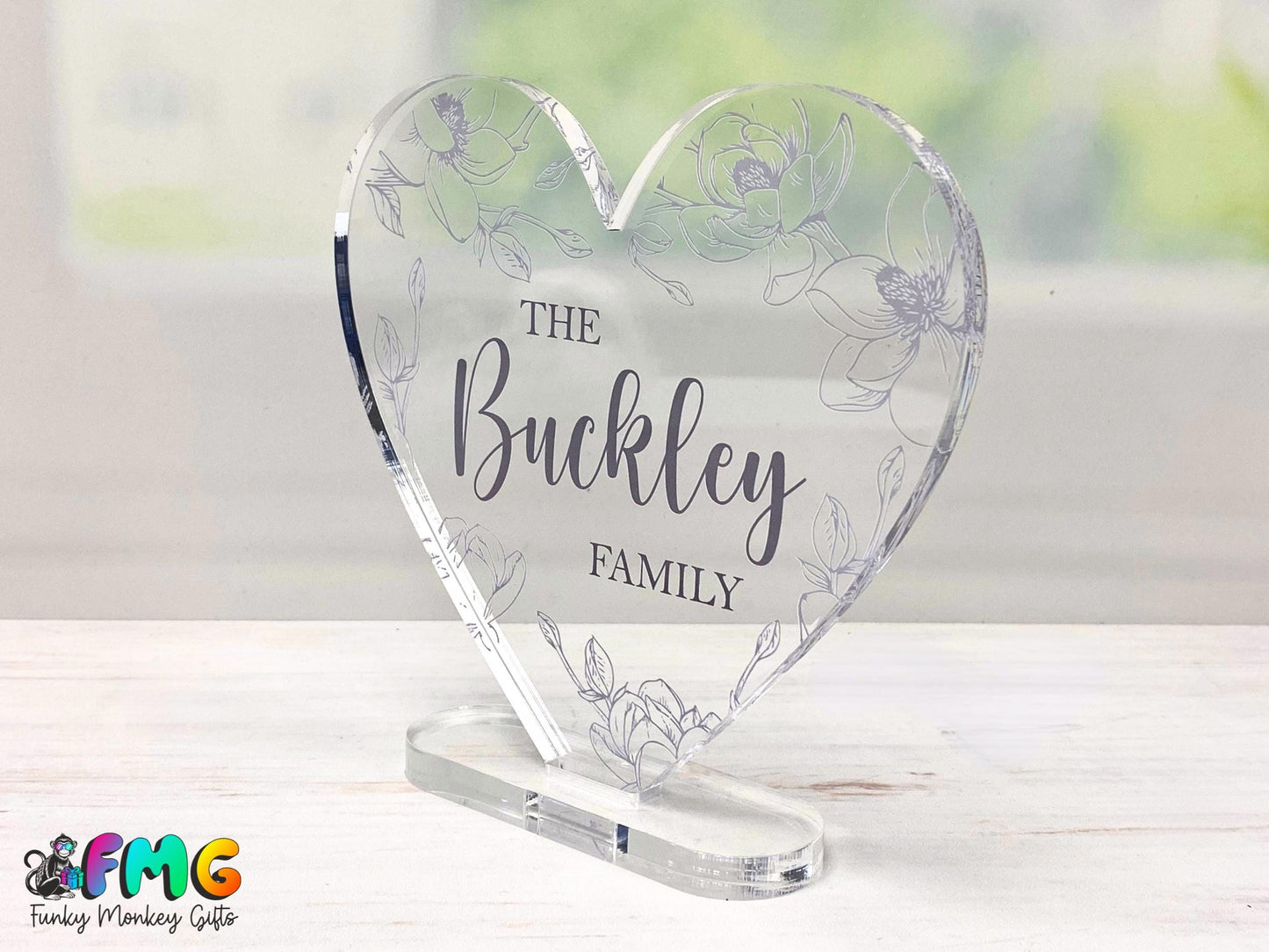 Personalised Family Name | Acrylic Heart Plaque