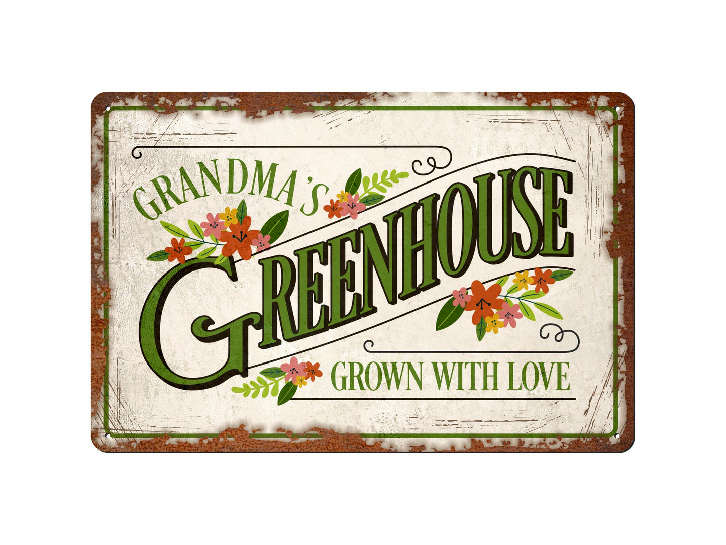 Grandma’s or Grandad’s Greenhouse | Rustic Effect Metal Sign