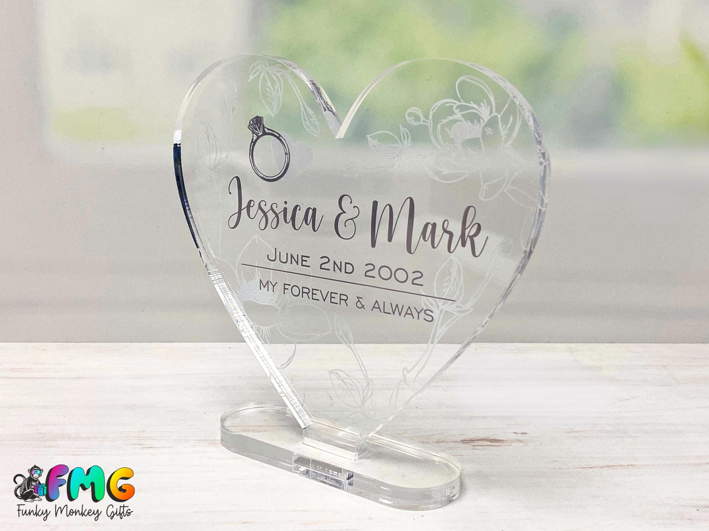 Personalised Engagement Gift | Acrylic Heart Plaque