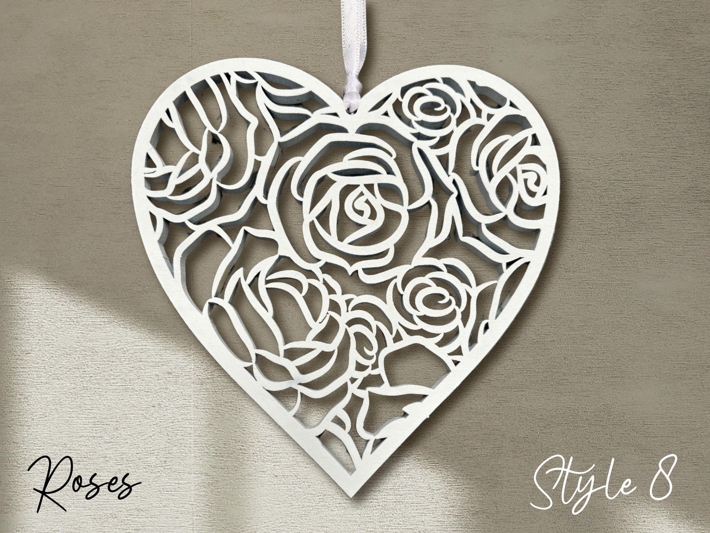 Fretwork Hearts | White Hanging Ornaments (Multiple choices)