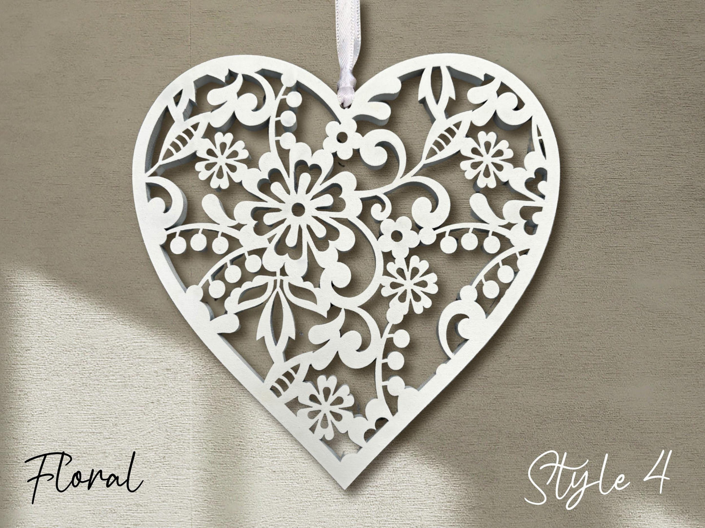 Fretwork Hearts | White Hanging Ornaments (Multiple choices)