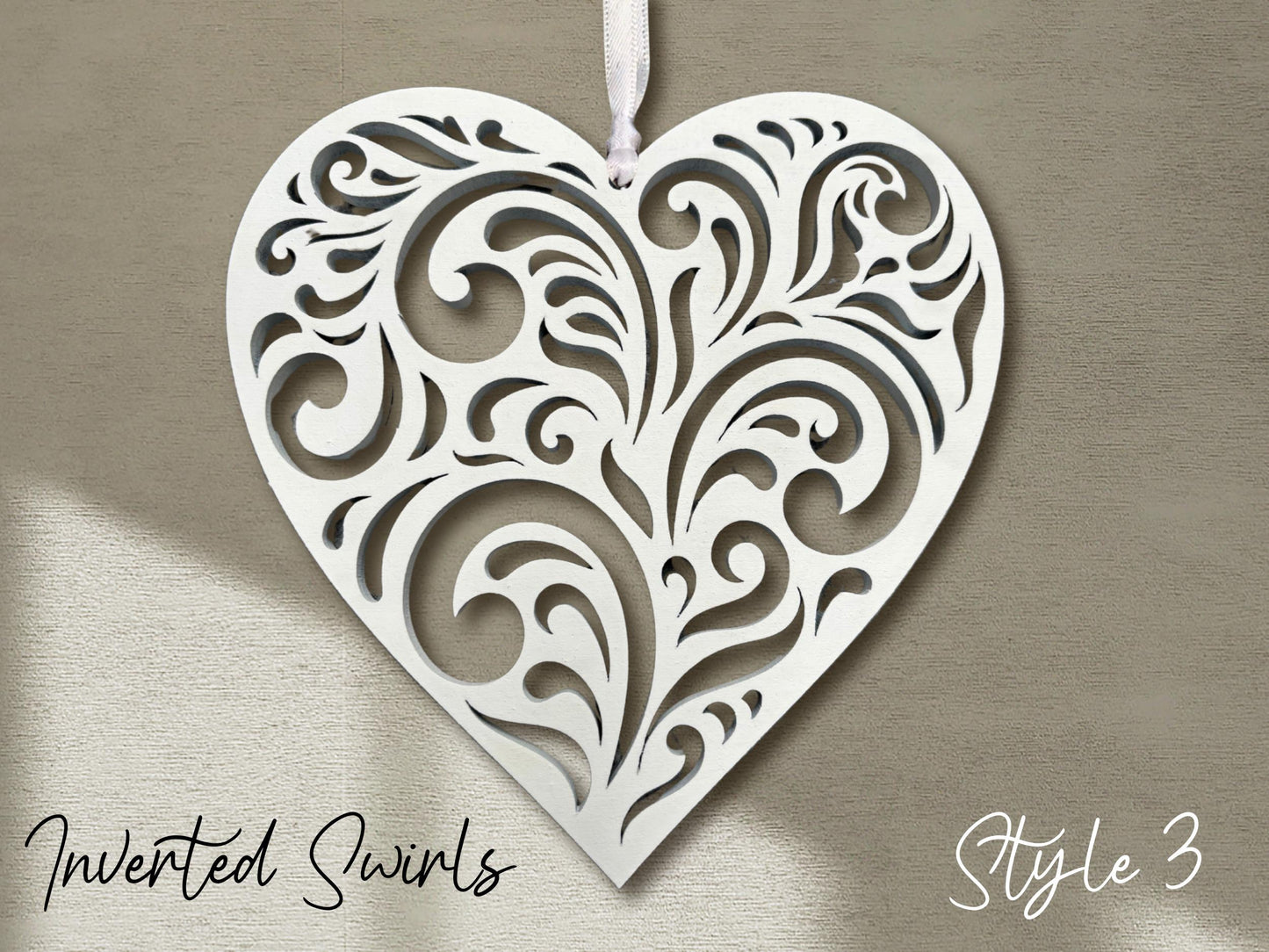 Fretwork Hearts | White Hanging Ornaments (Multiple choices)