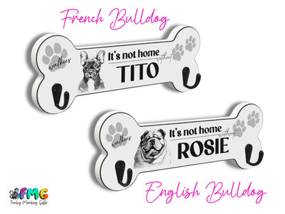 Personalised Name & Dog Breed | Bone Shaped Lead Hanger
