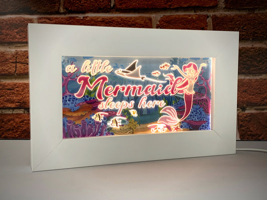 A Little Mermaid Sleeps Here | LED Frame Night Light