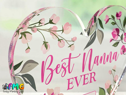Personalised Best Nan Ever | Acrylic Heart Plaque