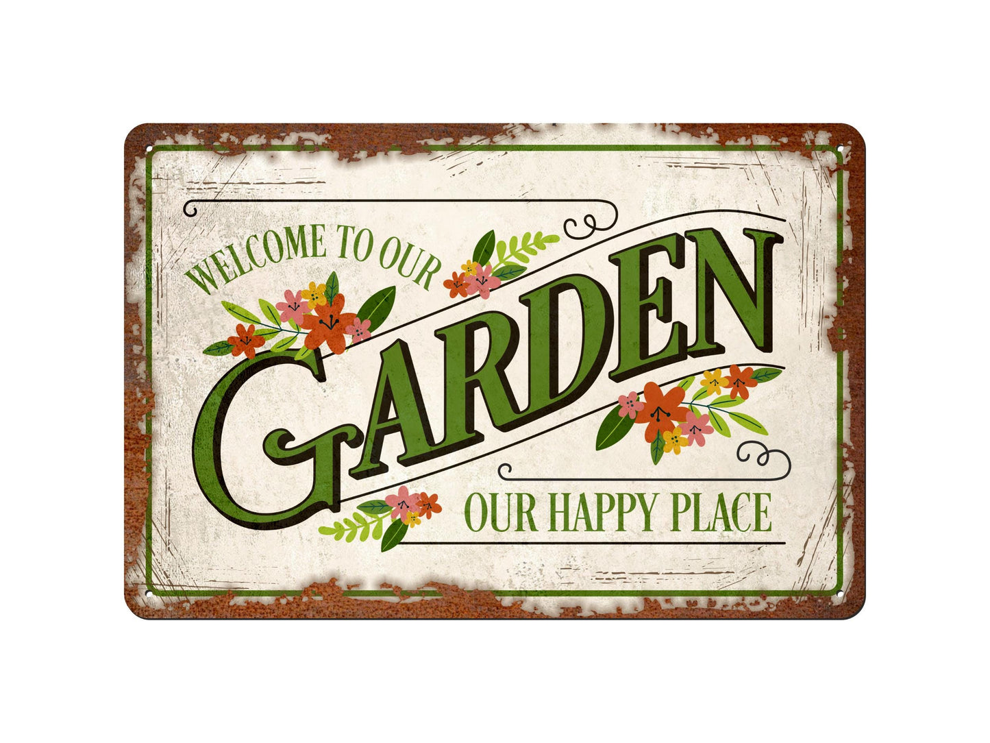 Welcome To Our Garden | Rustic Effect Metal Sign
