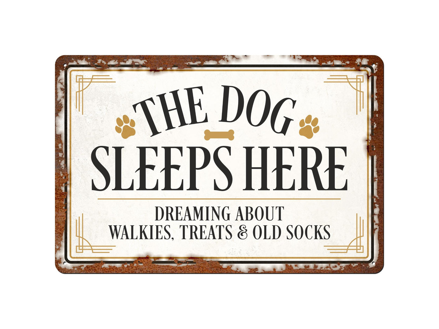 Dog Sleeps Here | Rustic Effect Metal Sign