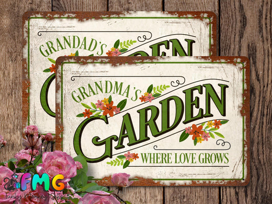 Grandma’s or Grandad’s Garden | Rustic Effect Metal Sign