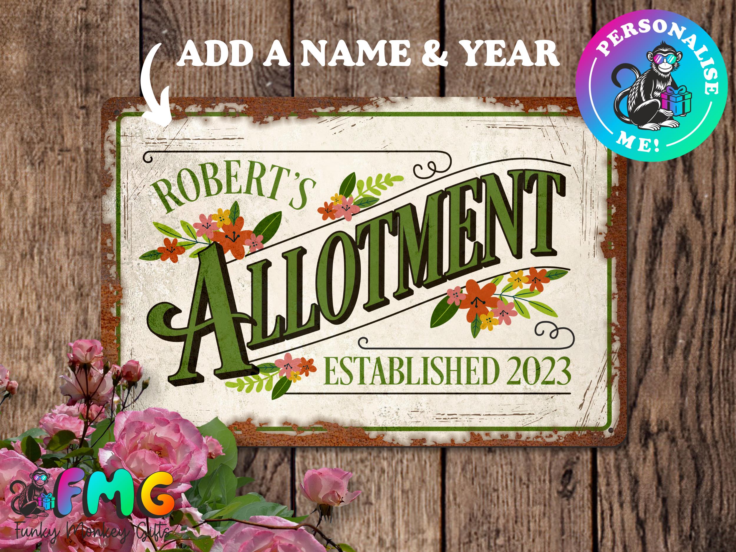 Personalised Allotment | Rustic Effect Metal Sign