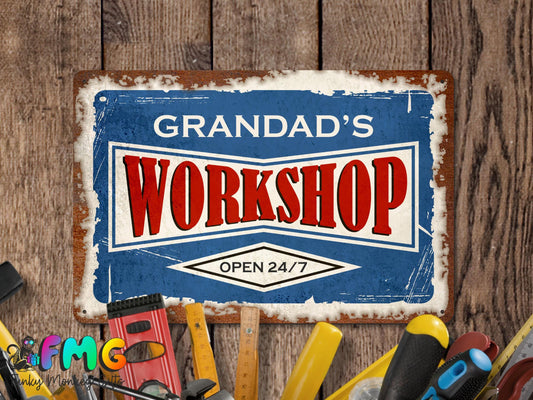 Grandad's Workshop | Rustic Effect Metal Sign