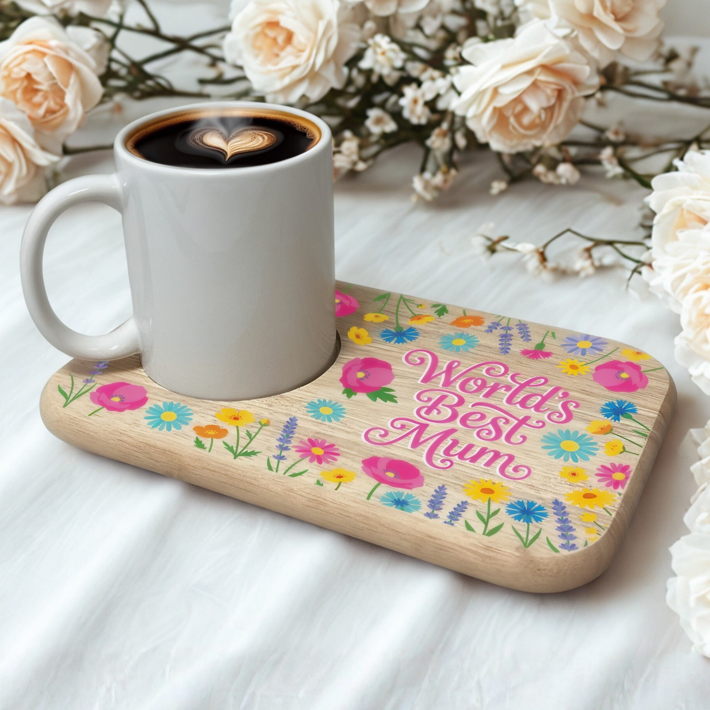 World's Best Mum - Wooden Tea & Biscuit Tray