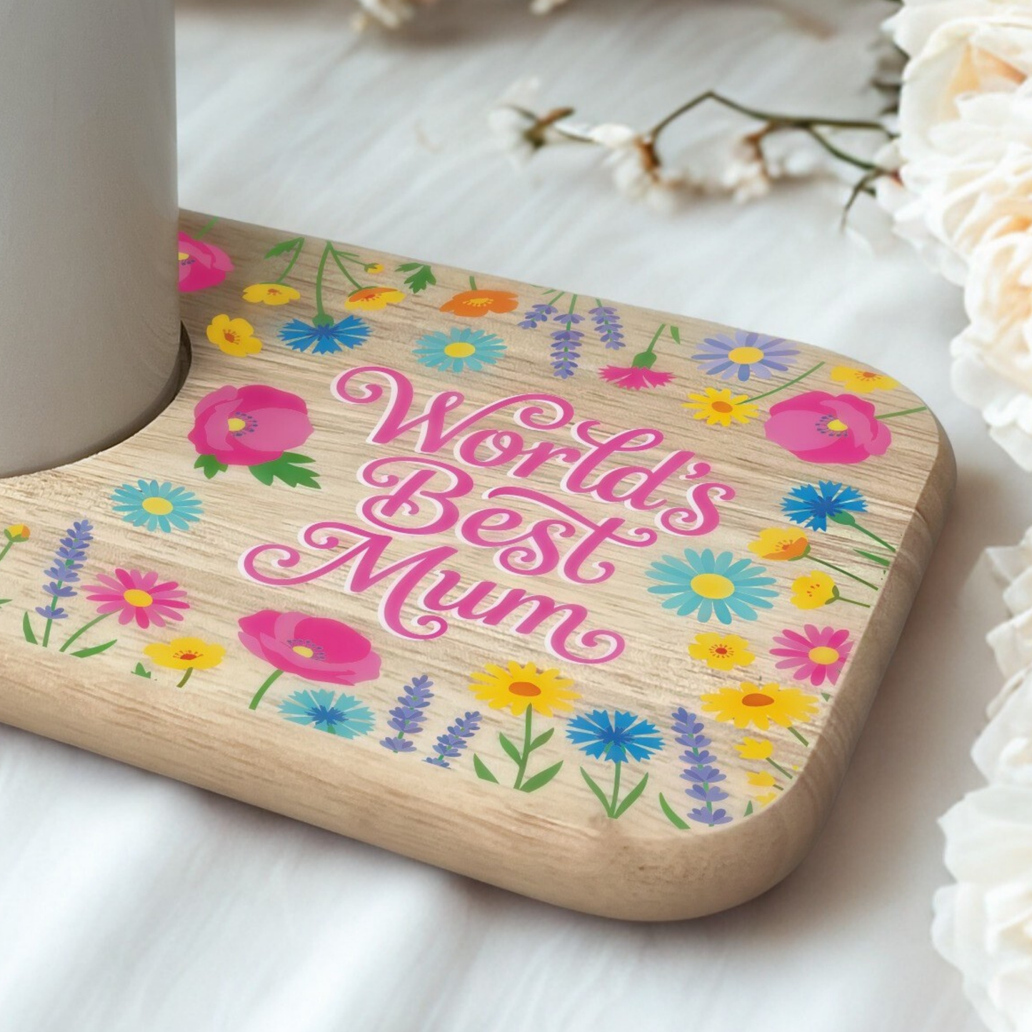 World's Best Mum - Wooden Tea & Biscuit Tray