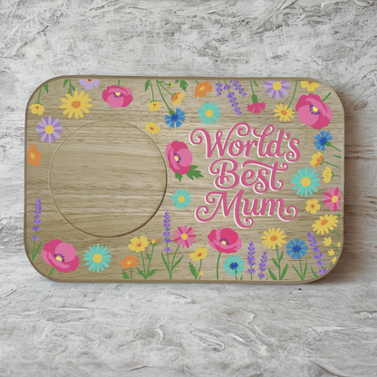 World's Best Mum - Wooden Tea & Biscuit Tray