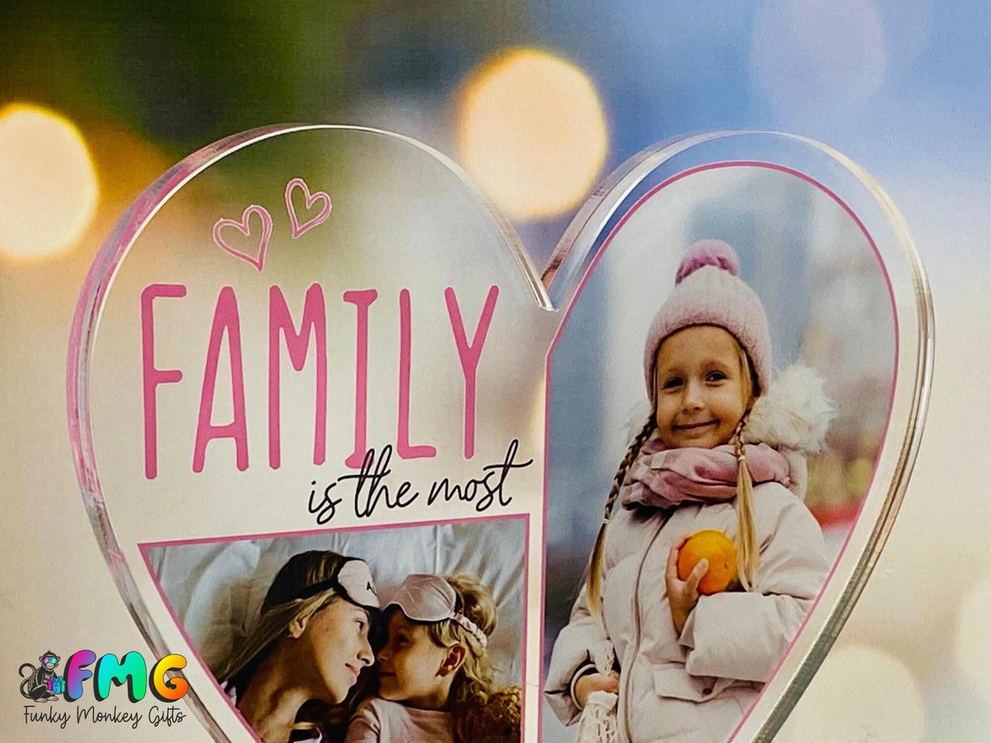 Personalised "Family Is The Most Important Thing" Photo | Acrylic Heart Plaque