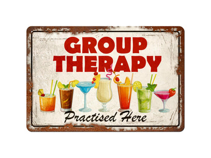 Group Therapy Practiced Here | Rustic Effect Metal Sign