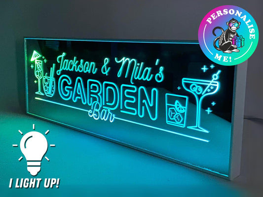 Personalised Garden Bar | LED Light Up Mirror