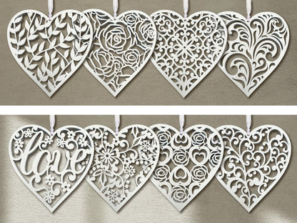 Fretwork Hearts | White Hanging Ornaments (Multiple choices)