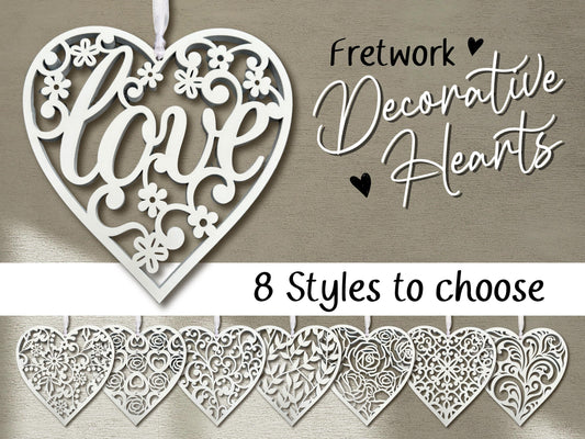 Fretwork Hearts | White Hanging Ornaments (Multiple choices)