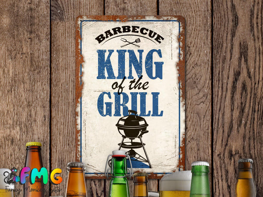 King of the Grill | Rustic Effect Metal Sign